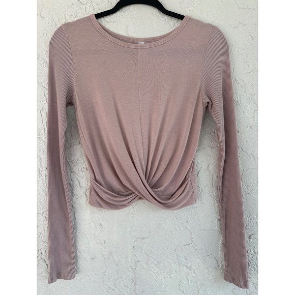 ALO Yoga Tops - Alo Yoga Cover Twist Front Long Sleeve Crop Ribbed Top Dusty Rose Women Medium